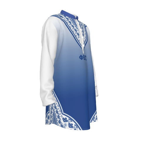 Image of Phi Beta Sigma All-Over Print Men's Stand-up Collar Long Shirt