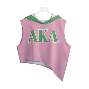 Alpha Kappa Alpha Sleeveless Irregular Hem Pullover Hoodie