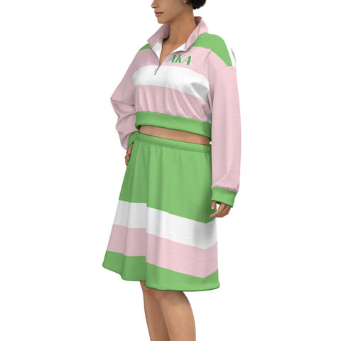 Image of Alpha Kappa Alpha Cropped And Skirt Set