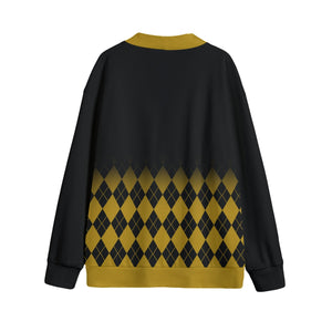 Alpha Phi Alpha All-Over Print Unisex V-neck Knitted Fleece Cardigan With Button Closure