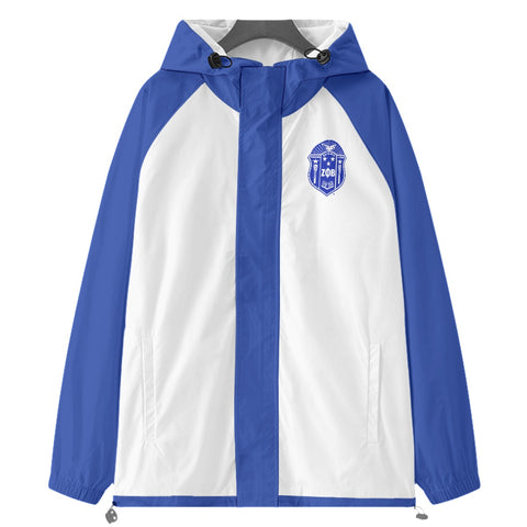 Image of Zeta Phi Beta Raglan Sleeve Windbreaker With Zipper Closure And Velcro