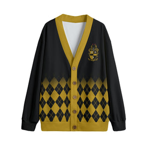 Alpha Phi Alpha All-Over Print Unisex V-neck Knitted Fleece Cardigan With Button Closure