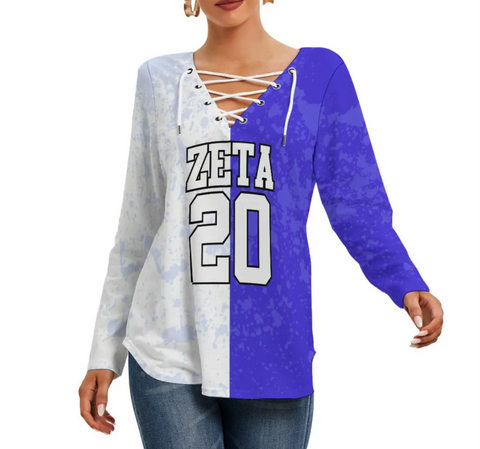 Image of Zeta Phi Beta Long Sleeve Neckline Tie Sweatshirt