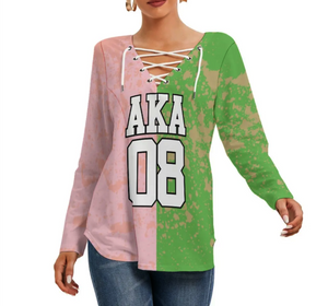 Alpha Kappa Alpha Long Sleeve Neckline Tie Sweatshirt