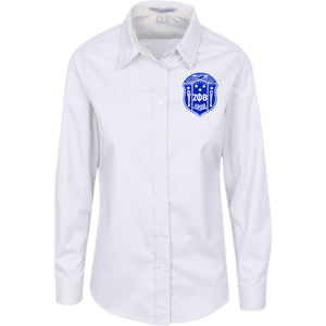 Zeta Phi Beta All-Over Print Women's Long Sleeve Blouse With Button Closure