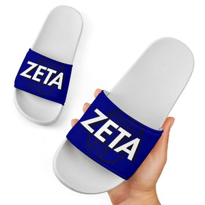 Zeta Phi Beta White Slide Sandals