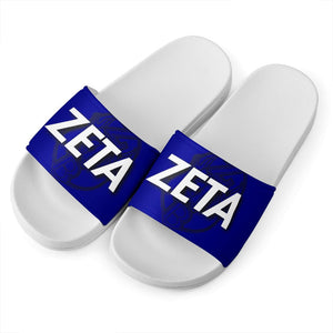 Zeta Phi Beta White Slide Sandals